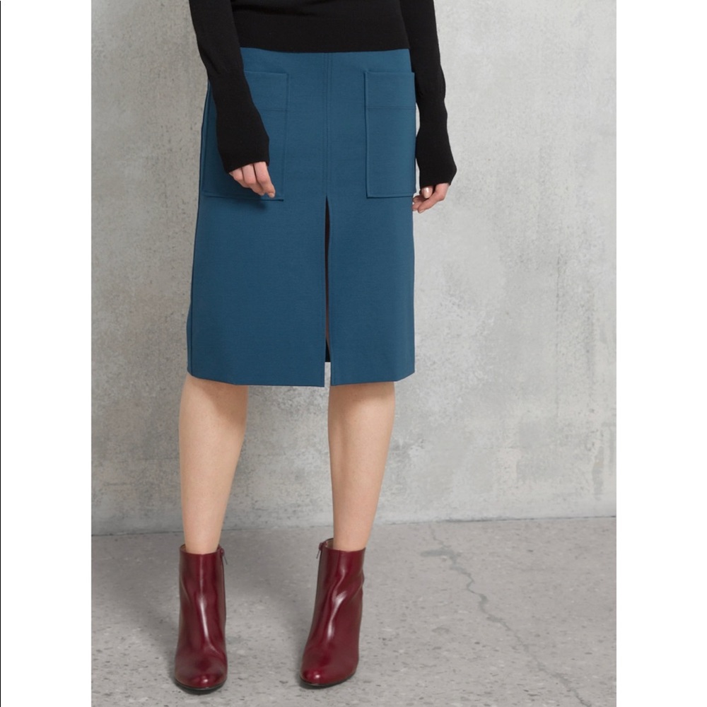 COP COPINE designer pencil skirt in teal with front slit, size small - Picture 1 of 14